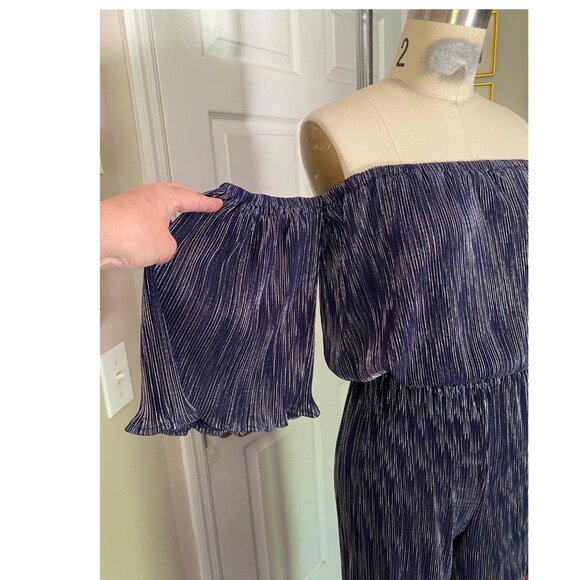 BLOOMINGDALES ontwelfth Y2K strapless Metallic Stripe JUMPSUIT Romper *SMALL* - Picture 6 of 9